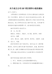 关于成立ERP项目实施领导小组的通知