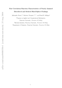 Pair Correlation Function Characteristics of Nearl