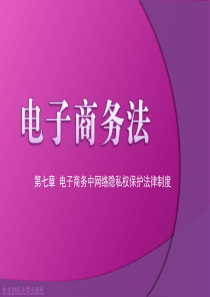 第七章 电子商务中网络隐私权保护法律制度