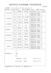 管道检查表模板