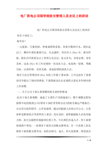 电厂供电公司领导班组长管理人员会议上的讲话