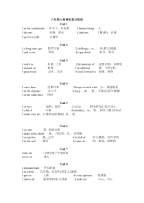 深圳牛津英语新版教材八年级课本重点短语