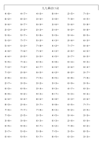 小学二年级九九乘法口诀练习题