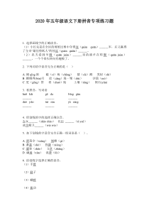 2020年五年级语文下册拼音专项练习题