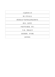 跨国知识产权纠纷法律适用研究