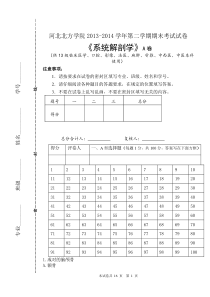 人体解剖试卷模板