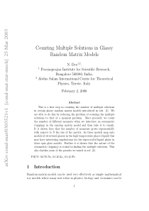 Counting Multiple Solutions in Glassy Random Matri