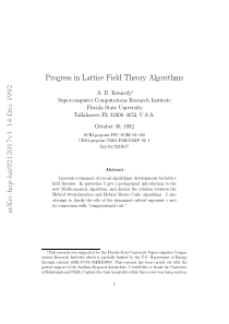 Progress in Lattice Field Theory Algorithms