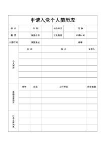 申请入党个人简历表