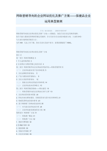 网络营销导向的企业网站优化及推广方案