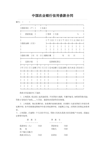 中国农业银行信用借款合同