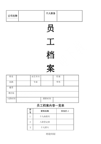 最完整企业员工档案表格模板(模版)