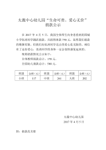 爱心捐款公示