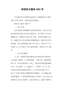 财务实习报告3000字