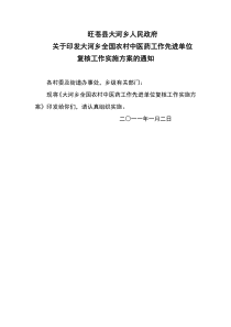 旺苍县全国农村中医药工作先进单位复核工作实施方案