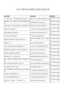  2018年新型信息消费示范项目建议名单