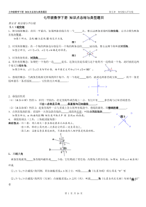 新人教版七年级数学下册期中考试复习知识点总结与练习题