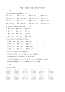 最新部编版小学语文六年级下册基础知识专项练习试题全册