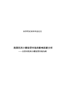 民间小额贷款毕业论文