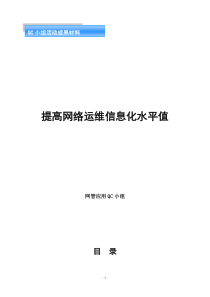 提高网络运维信息化水平值0