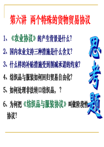 第六章两个特殊的货物贸易协议《农业协议》《纺织品与