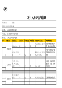 项目风险评估和管理表