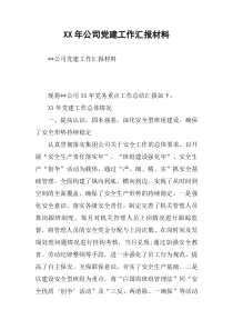 XX年公司党建工作汇报材料