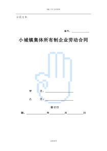 小城镇集体所有制企业劳动合同