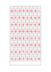 2017年人教版最新一年级语文下册识字表田字格