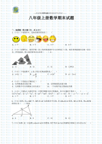 八年级上册数学期末试题,人教版,附答案