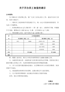 关于开办员工食堂的请示