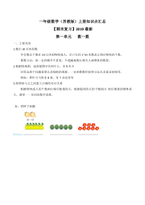 【2019期末复习】苏教版一年级数学上册知识点汇总