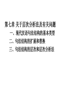 现代汉语语法学第七章关于层次分析法及有关问题