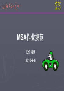 MSA作业规范