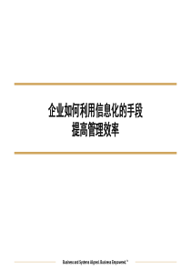 毕博-企业如何利用信息化的手段提高管理效率