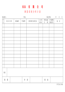 APQP测量系统分析计划表