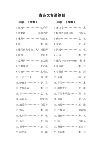 小学古诗文背诵篇目