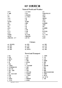 ket分类词汇表-看中文默写用