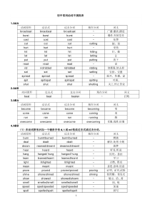 初中常用不规则动词表