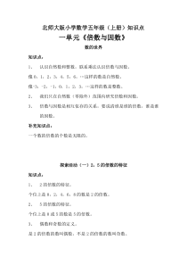 北师大版小学数学五年级(上册)知识点