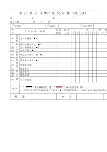 新 产 品 项 目 APQP 开 发 计 划 （续上页）