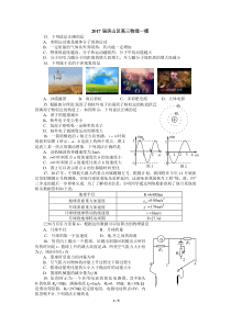 2017届北京市房山区高三物理一模(含答案)