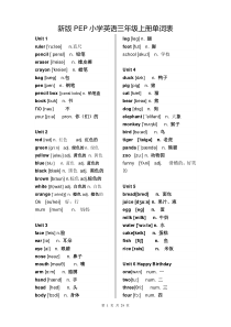 新PEP小学英语(3-6年级)单词表、表达表