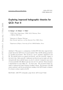 Exploring improved holographic theories for QCD Pa