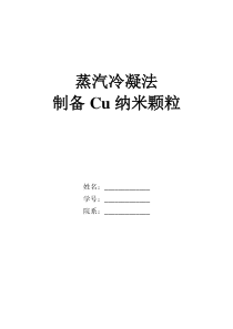 《蒸汽冷凝法制备Cu纳米颗粒》报告