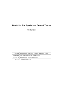 Relativity -- The Special and General Theory