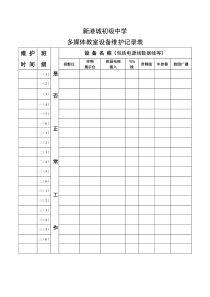 多媒体教室设备维护记录表