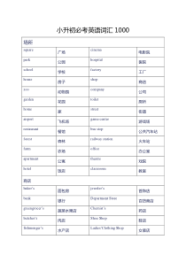 小升初必考英语词汇