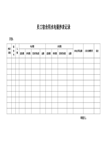 员工宿舍用水电量抄表记录表