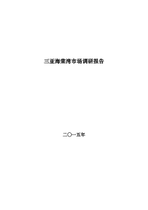 2015年三亚海棠湾市场调研报告资料